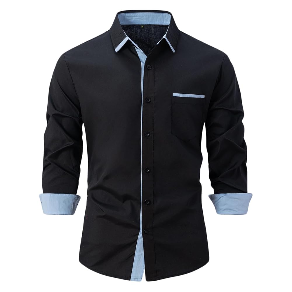 トップス 4NG3L0000 BLACK BUTTON SHIRT KDG XYGJZ Men's Long Sleeve Button-Down Shirts 2 Packs Regular